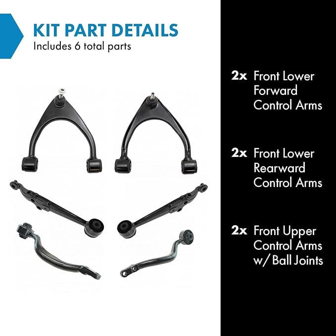 TRQ Front Upper & Lower Control Arm with Ball Joint Set Compatible with 2001-2005 Lexus IS300