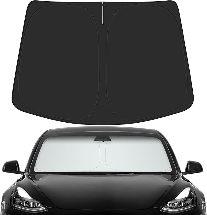 Car Windshield Sun Shade for Tesla 2016-2026 Model 3 Highland Accessories (OEM Design) Reflective Foldable Heat Insulation Sunshade for Ultimate Protection