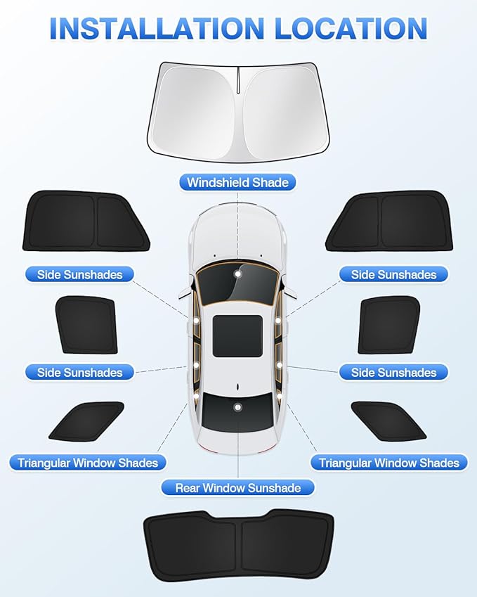 Sunshades for Ford Explorer 2011-2019 Accessories Windshield Sun Shade Side Rear Window Shade Cover Sun Visor Shield Privacy Protection Keep Vehicle Cool Black 8PCS