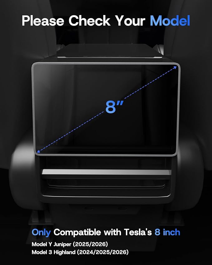8 inch Rear Screen Protector for New Tesla Model 3/Y Accessories [No-edge Gaps & 9H] Tempered Glass Screen Protector With Alignment Frame for Tesla Model Y Juniper/Model 3 Highland [Glossy] 1PCS