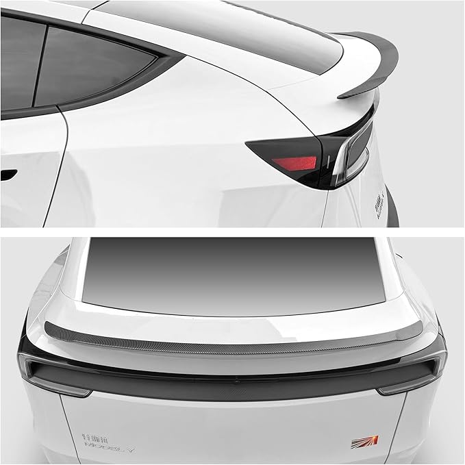 Spoiler for 2026 2025 Tesla Model Y Juniper ABS Material Rear Spoiler Wings Rear Trunk Lip 2025 2026 Tesla Model Y Juniper Accessories(Matte Carbon Fiber)