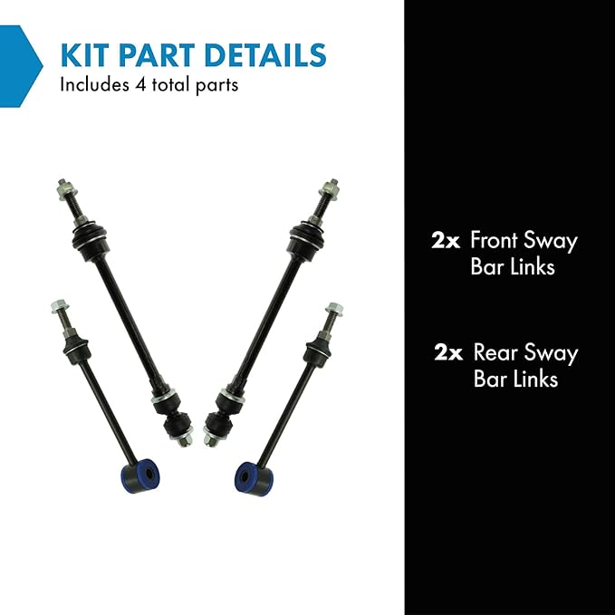 TRQ Sway Bar Stabilizer Link Set Front & Rear Compatible with 04-05 Ram 1500