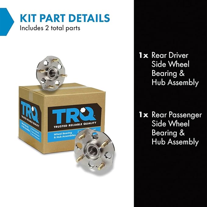 TRQ Rear Left and Right Wheel Bearing and Hub Assembly Set 2 Piece Compatible with 1998-2002 Honda Accord L4 2.3L