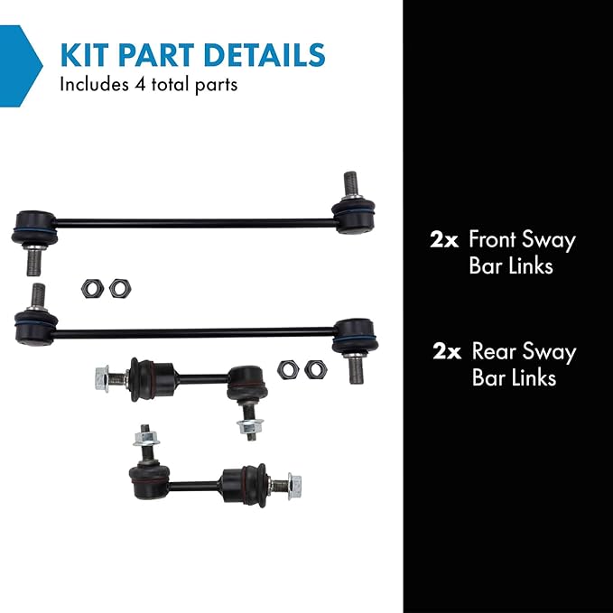 TRQ Front and Rear Sway Bar Link Set 4 Piece Compatible with 16-19 Hyundai Tucson Eco Limited SE Sport 17 Tucson Value 18-19 Tucson 17-20 Kia Sportage