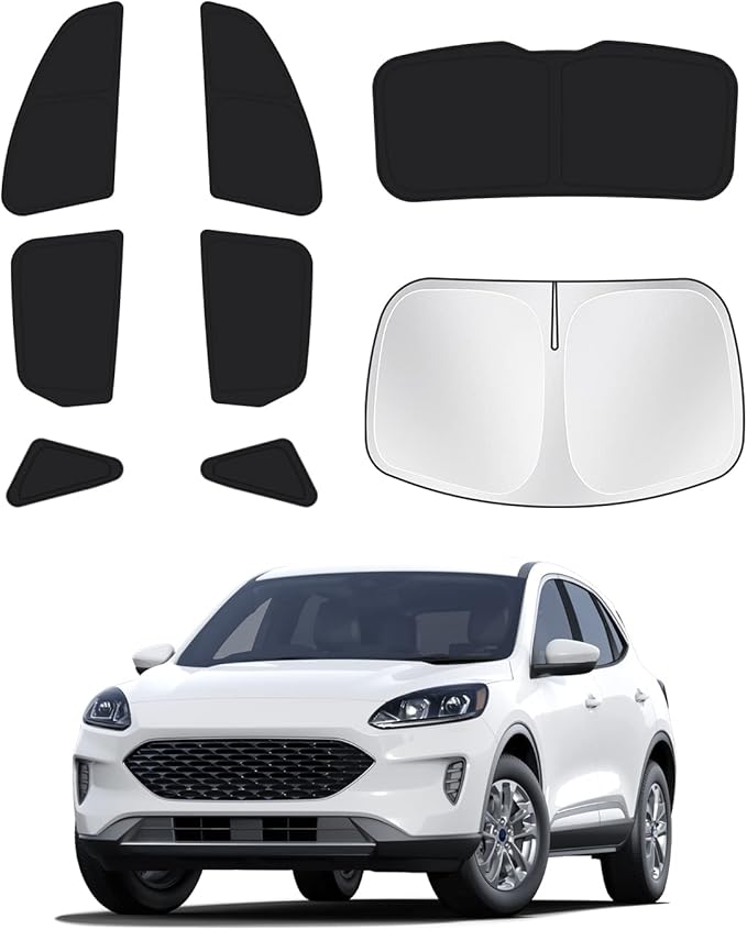 Sunshades for 2020-2025 2026 Ford Escape Windshield Sun Shade Side Rear Window Shade Cover Kit Sun Visor Shield Privacy Protection Keep Vehicle Cool Black 8PCS