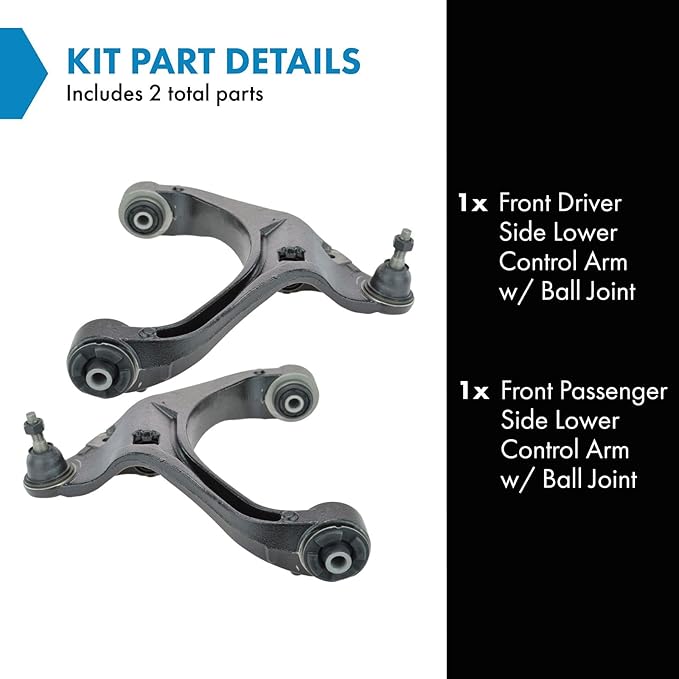 TRQ Front Lower Driver and Passenger Side Control Arm and Ball Joint Set 2 Piece Compatible with 2005-2010 Dodge Dakota 2006-2009 Mitsubishi Raider 2011 Ram Dakota