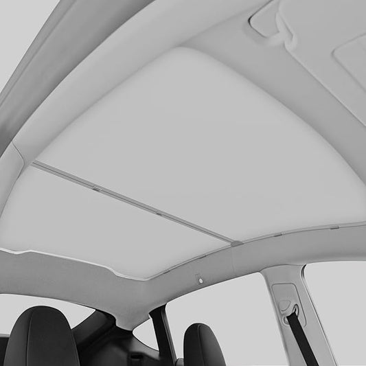 2025-2026 Tesla Model Y Juniper Sunshade Roof, [No Sag & No Gaps] Nano Ice-Crystal Coatings Glass Roof Sun Shade, 60s Installation Heat Insulation Foldable Sunroof Cover Accessories, Gray