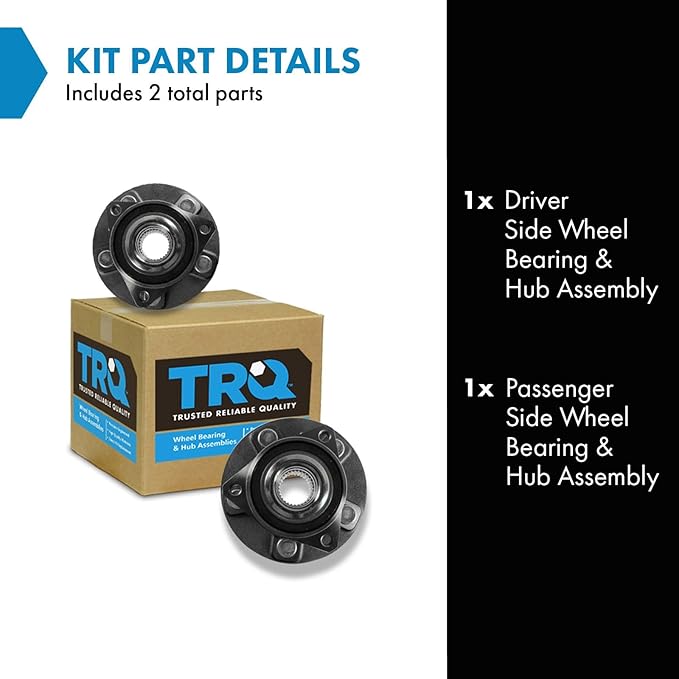 TRQ Front and Rear Wheel Bearing and Hub Assembly Set 2 Piece Compatible with 18-19 Cadillac XTS Without RPO Code J55 Heavy Duty Brakes 10-15 Chevrolet Camaro LS LT SS 5 Lug Wheels