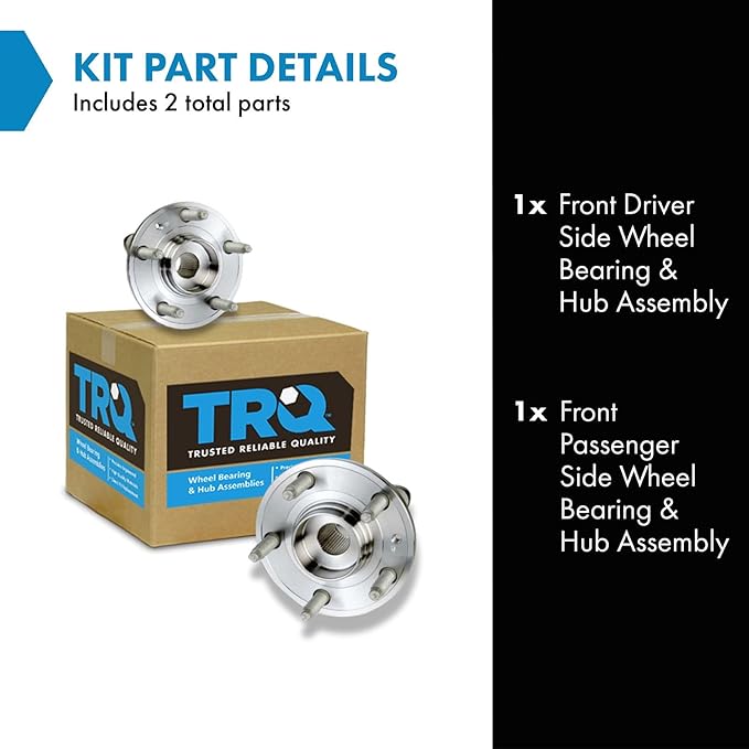 TRQ Front Left and Right Wheel Bearing and Hub Assembly Set 2 Piece Compatible with 05-07 Ford Five Hundred 05-07 Freestyle 08-09 Taurus 08-09 Taurus X 05-07 Mercury Montego 08-09 Sable