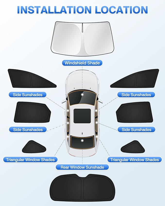 Sunshades for Lexus NX 2022-2025 2026 Accessories Windshield Sun Shade Side Rear Window Shade Cover Sun Visor Shield Privacy Protection Keep Vehicle Cool Black 8PCS