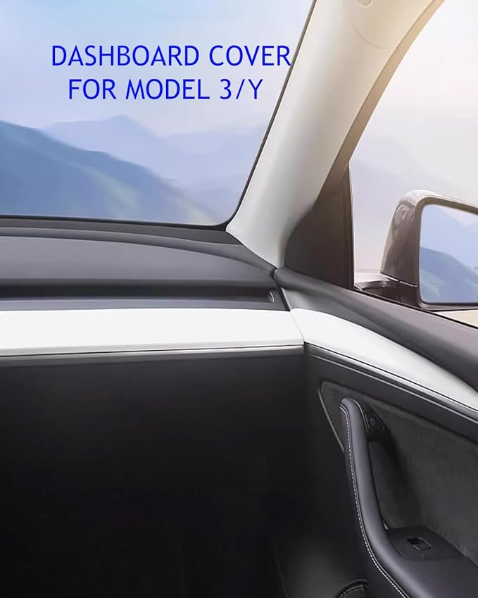 Matte White Dashboard Cover and Front Door Cover Compatible with Tesla Model 3（2021-2023） and Model y（2019-2024 (Matte White)