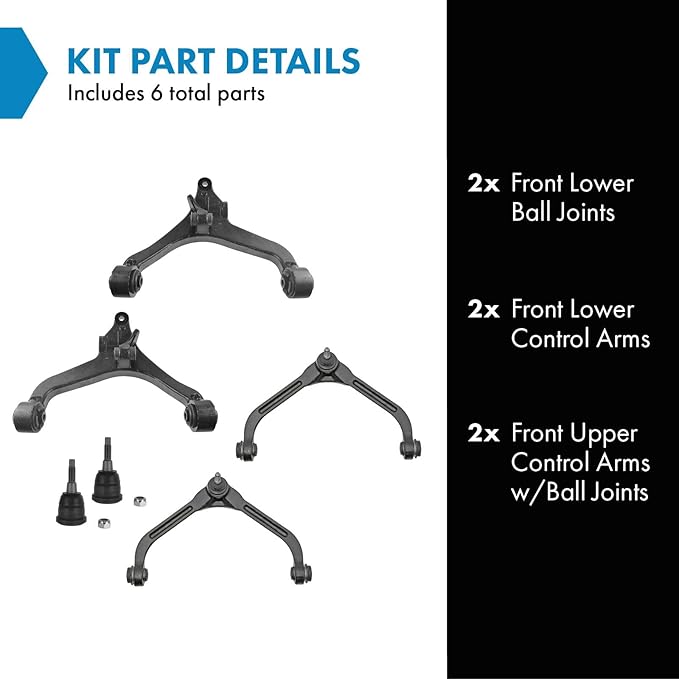 TRQ Front Control Arm with Ball Joint Set 6 Piece Compatible with 2005-2007 Jeep Liberty