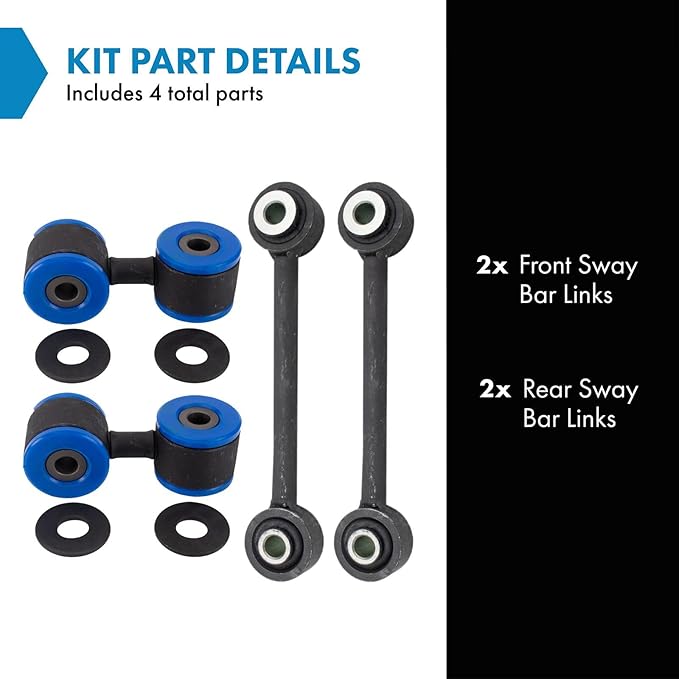 TRQ Front and Rear Sway Bar Link Set 4 Piece Compatible with 08-17 Audi A5 Quattro 08-17 S5 09-16 A4 09-16 A4 Quattro 09-17 Q5 11-18 A8 Quattro 12-18 A6 12-18 A6 Quattro 12-18 A7 Quattro 13-18 S6