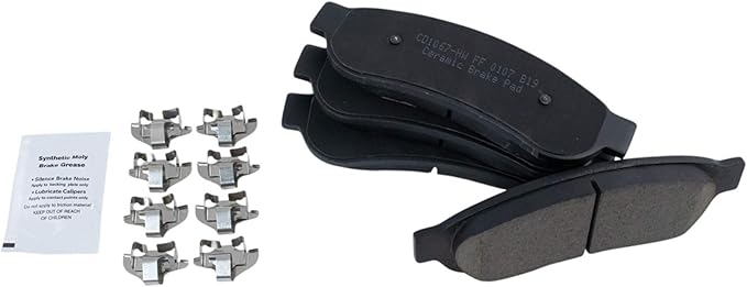 TRQ Rear Ceramic Brake Pad Set Compatible with 08-12 Ford F-250 Super Duty 11-12 F-450 Super Duty without Cab and Chassis Option 08-12 F-350 Super Duty 05-07 F-350 Super Duty with Dual Rear Wheels