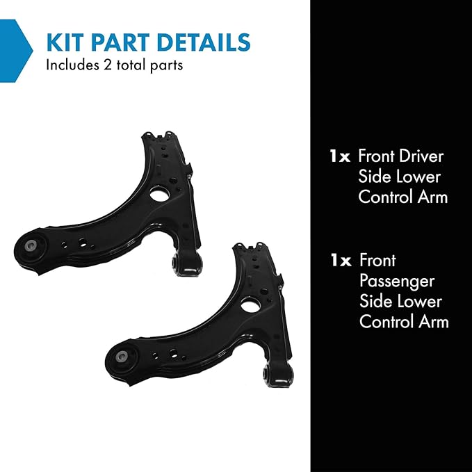 TRQ Front Lower Control Arm Set Driver and Passenger Side Compatible with 1998-2010 Volkswagen Beetle 2000-2005 Golf Jetta