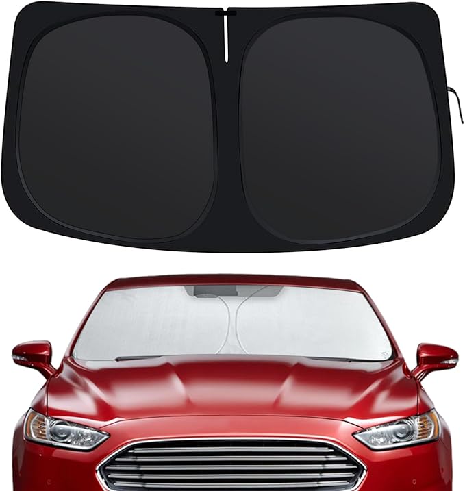 Side Window Sunshades for Ford Fusion 2013-2021, Front Window Shades Custom Fit for Fusion, Foldable Car Sun Shield with Steering Wheel Sunshade to Block UV Keep Car Cool