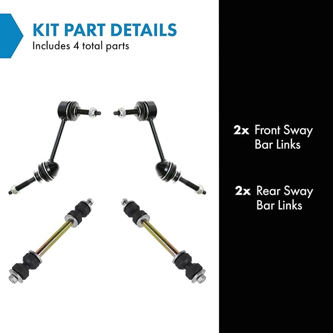 TRQ Front & Rear Sway Bar Stabilizer Link Set Compatible with 2003-2011 Ford Crown Victoria Lincoln Town Car Mercury Grand Marquis 2003-2004 Marauder