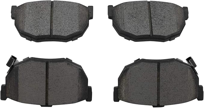 TRQ Rear Brake Pads Ceramic Hardware Wear Sensor Compatible with 1994-2006 Hyundai Elantra 1997-2008 Tiburon 2004-2009 Kia Spectra 2005-2009 Spectra5 1985-1990 Nissan Maxima 1990-1992 Stanza