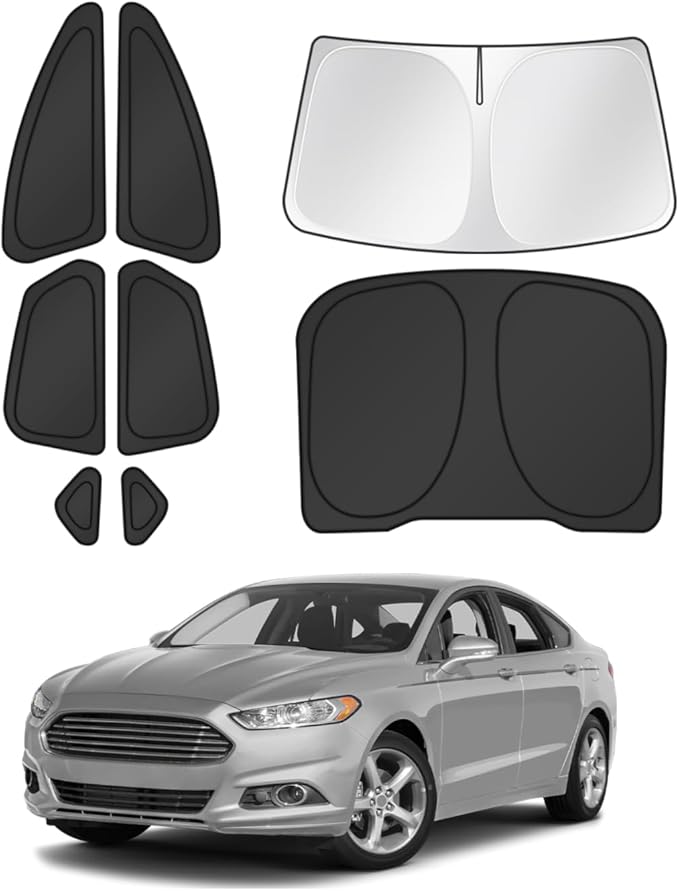 Window Shades for 2013-2021 Ford Fusion Accessories Windshield Sun Shade Side Rear Window Covers Sunshade Sun Visor Shield Privacy Protection for Camping Keep Vehicle Cool Black 8PCS