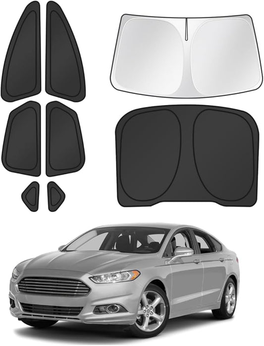 Window Shades for 2013-2021 Ford Fusion Accessories Windshield Sun Shade Side Rear Window Covers Sunshade Sun Visor Shield Privacy Protection for Camping Keep Vehicle Cool Black 8PCS