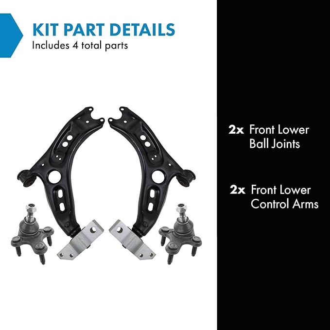 TRQ Front Lower Driver and Passenger Side Control Arm and Ball Joint Set 4 Piece Compatible with 2010-2017 Volkswagen Tiguan 2017-2018 Tiguan Limited