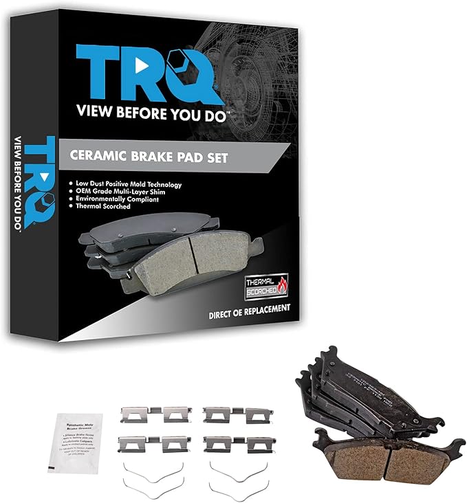 TRQ Rear Brake Pads Ceramic Compatible with 2021-2024 Ford F-150 2024 F-150 Lightning
