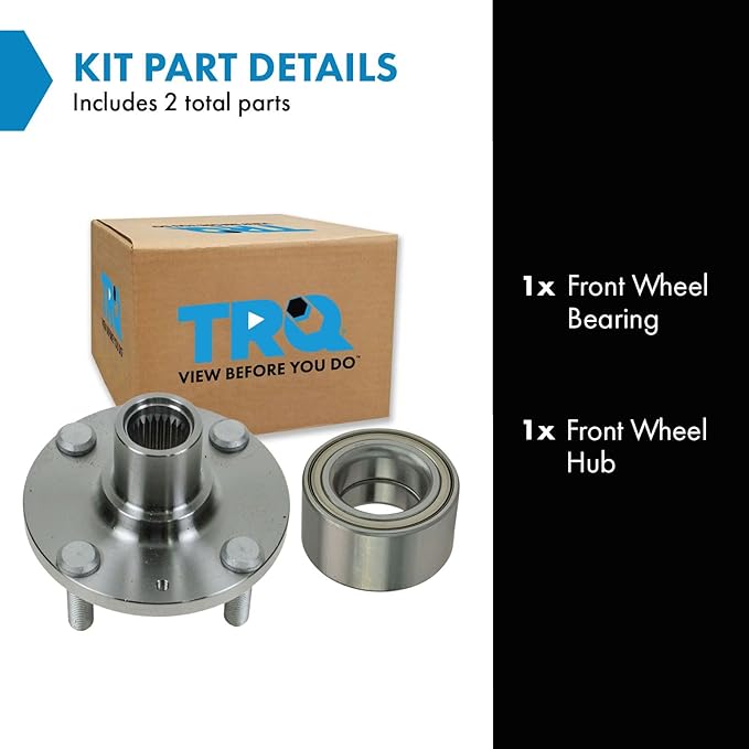 TRQ 2 Piece Front Wheel Bearing & Hub Assembly Set Compatible with 2000-2010 Hyundai Accent 2006-2011 Kia Rio Rio5