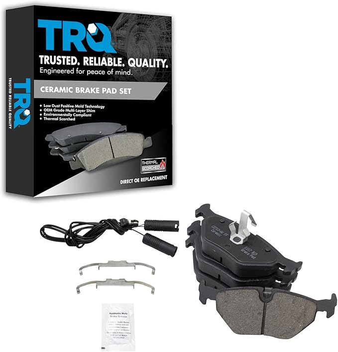 TRQ Rear Brake Pads Ceramic Compatible with 92-98 BMW 318i 97 318is 95-99 318ti 00 323Ci 98-00 323i 98-99 323is 01-06 325Ci 01-05 325i 325xi 328Ci 328i 96-99 328is 03-08 Z4 03 Saab 9-3 99-09 9-5