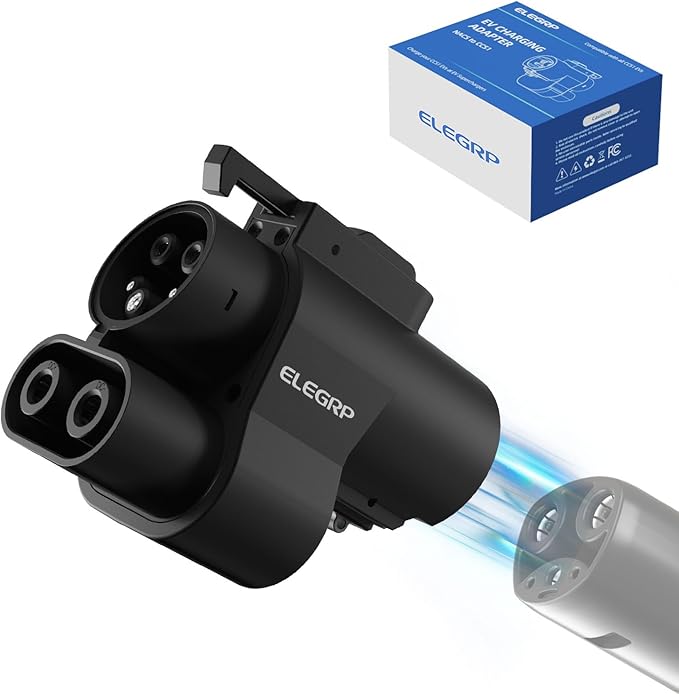 ELEGRP NACS to CCS Adapter, 500A/1000V DC Fast Charging, Tesla Supercharger to CCS EV Charger Adapter, Compatible with Ford, GM, Nissan, Rivian EVs, Local Customer Support & Free Carry Bag