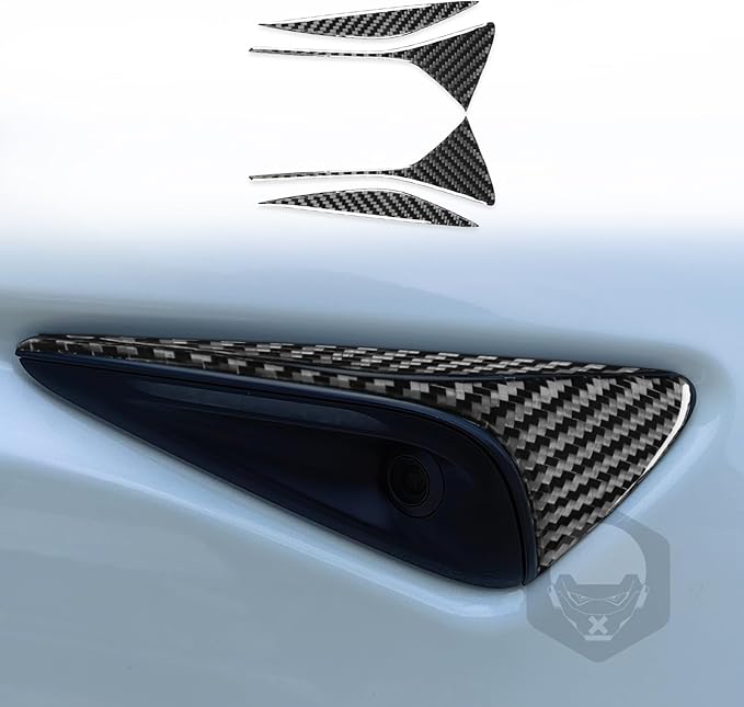 Carbon Fiber Stickers Front Fender Car Exterior Trim Compatible with Tesla Model 3 Accessories 2024 2025 Auto Exterior Accessories Universal Decorative Stickers Overlay Decal Cover