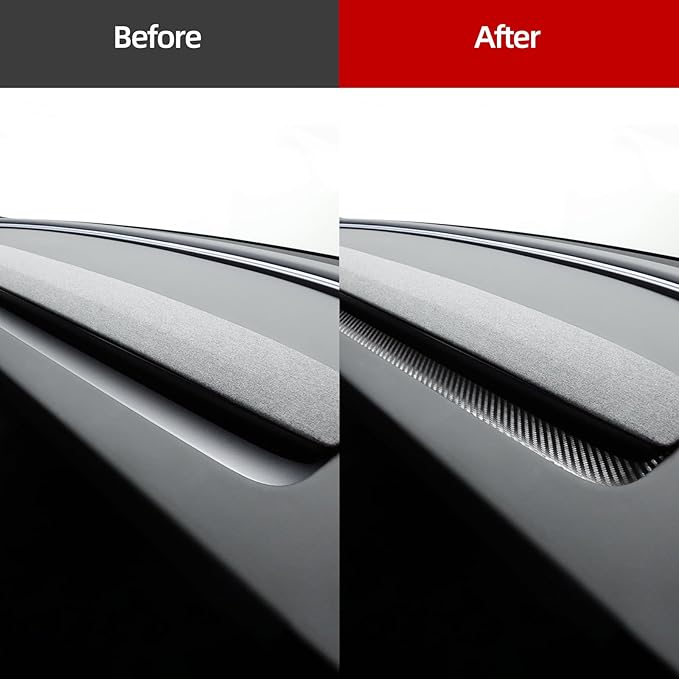 Betterhumz Car Dashboard Panel Trim for Tesla Model 3 M3 Highland 2026 2024 2025 Center Console Front Air Condition Vent Cover Sticker Moulding Tuning Accessories (Carbon Leather)