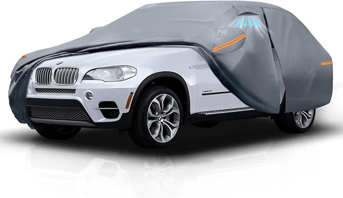 Waterproof BMW X5(2013-2026) Car Cover with Breathable Vents, [2026 Upgrade] Premium Covers with Cotton Liner and Zipper Door, Sun Rain Snow Dust Uv Protection.(Gift with Towel)