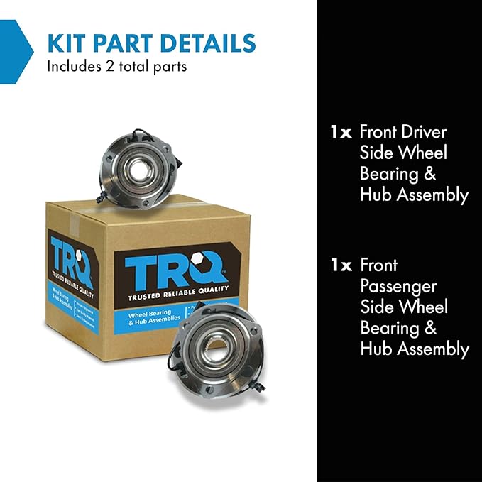 TRQ Front Left and Right Wheel Bearing and Hub Assembly 2 Piece Set Compatible with 2007-2017 Jeep Wrangler JK