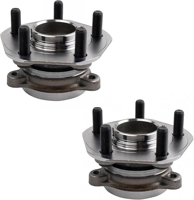 TRQ Front Driver and Passenger Side Wheel Bearing and Hub Assembly Set 2 Piece Compatible with 2017-2019 Tesla Model 3 Rear Wheel Drive