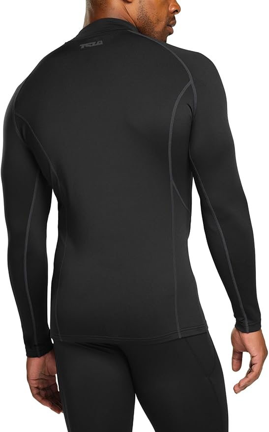 TSLA Men's Thermal Long Sleeve Compression Shirts, Mock/Turtleneck Winter Sports Running Base Layer Top