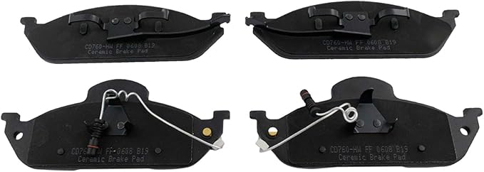 TRQ Front Brake Pads Ceramic Hardware Wear Sensor Compatible with 1998-2003 Mercedes-Benz ML320 2003-2005 ML350 1999 ML430