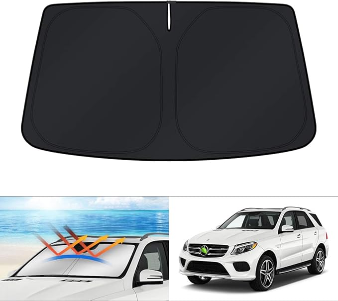 KUST Windshield Sun Shade for Mercedes-Benz GLE-Class 2012-2019(Not Fit for GLE Coupe) Custom Fit Sunshade Accessories Foldable Sun Protector Block UV Rays Keep Car Cooler