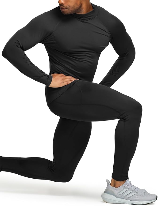 TSLA Men's Thermal Long Sleeve Compression Shirts, Mock/Turtleneck Winter Sports Running Base Layer Top