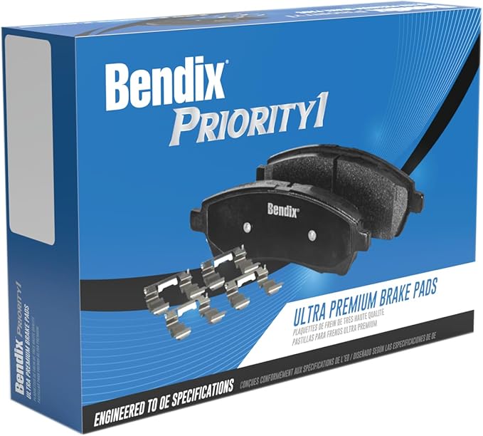 Bendix Priority1 CFC1602 Ceramic Rear Brake Pads for Ford F-150 2020-2012, Lobo 2020-2015, Lincoln Mark LT 2014-2012