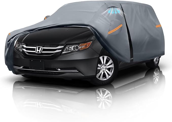 Minivan Car Cover for Honda Odyssey(1999-2010) 100% Waterproof All Weather, Heavy Duty Outdoor Full Exterior Covers Rain Sun Wind UV Protection.