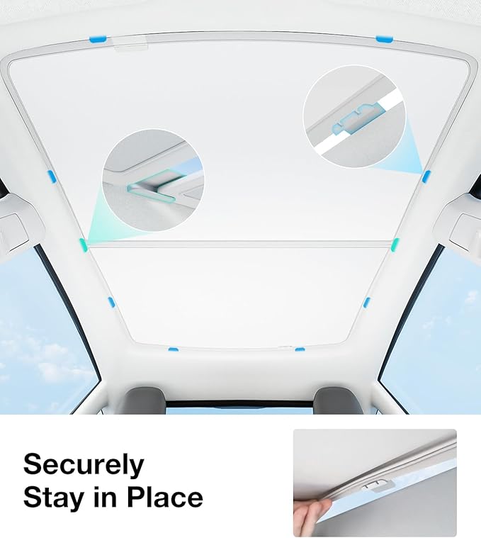 Wigoo 2025 Upgrade Tesla Model Y & Model 3 Sunshade Roof Clip Accessories for a on Tesla Model Y 2020–2026 and Model 3 2020–2026, Gray