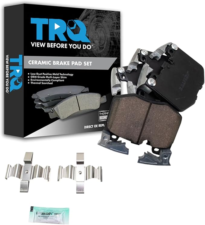 TRQ Front Ceramic Brake Pad Set Compatible with 2020 Toyota GR Supra 21-22 GR Supra Premium 21-22 GR Supra A91 Edition 2023 GR Supra L6 3.0L 2024 GR Supra