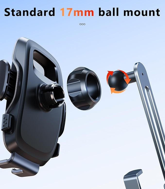 Universal 17mm Ball Mount Phone Holder Clamp for Car Mount Replace [Dual Head Screen Phone Holder Clip Head Accessory]