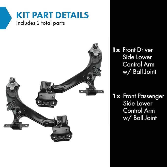 TRQ Front Lower Driver and Passenger Side Control Arm and Ball Joint Set 2 Piece Compatible with 2012-2014 Honda CR-V