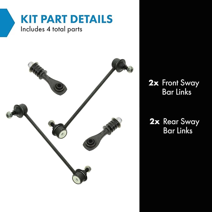 TRQ Front & Rear Sway Bar Stabilizer Link Set Compatible with 1995-2000 Ford Contour 1999-2002 Mercury Cougar Mystique