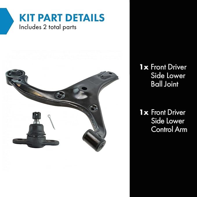 TRQ Front Left Lower Control Arm with Ball Joint Compatible with 2006-2011 Hyundai Accent 2006-2011 Kia Rio 2006-2011 Rio5