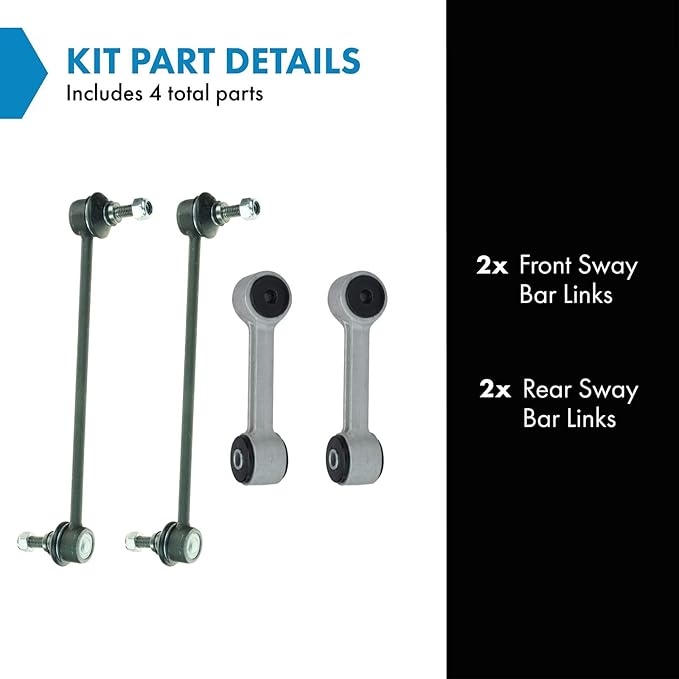 TRQ Front and Rear Sway Bar Link Set 4 Piece Compatible with 99-00 BMW 323i 99-00 328i 2000 323Ci 2000 328Ci 01-06 325Ci 01-05 325i 01-06 330Ci 01-05 330i
