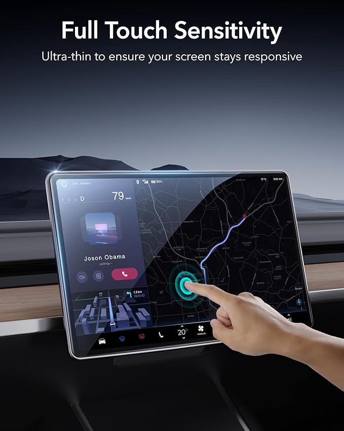 ESR Tempered-Glass Screen Protector for Tesla Model 3 Highland (2024), Matte Glass Film with Alignment Kit, Scratch and Shock Resistant, Bubble Free and Fingerprint Resistant