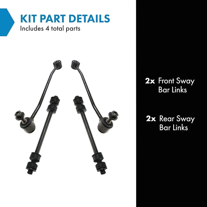 TRQ Front & Rear Sway Bar Stabilizer Link Set Compatible with 1998-2011 Ford Ranger 1998-2005 Mazda B3000 1998-2009 B4000
