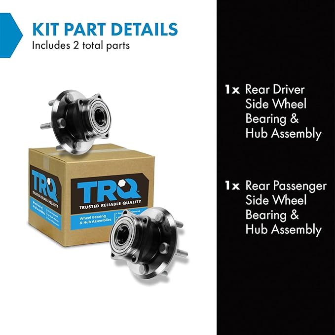 TRQ 2 Piece Rear Wheel Bearing & Hub Assembly Set AWD Compatible with 2003-2006 Pontiac Vibe Toyota Matrix